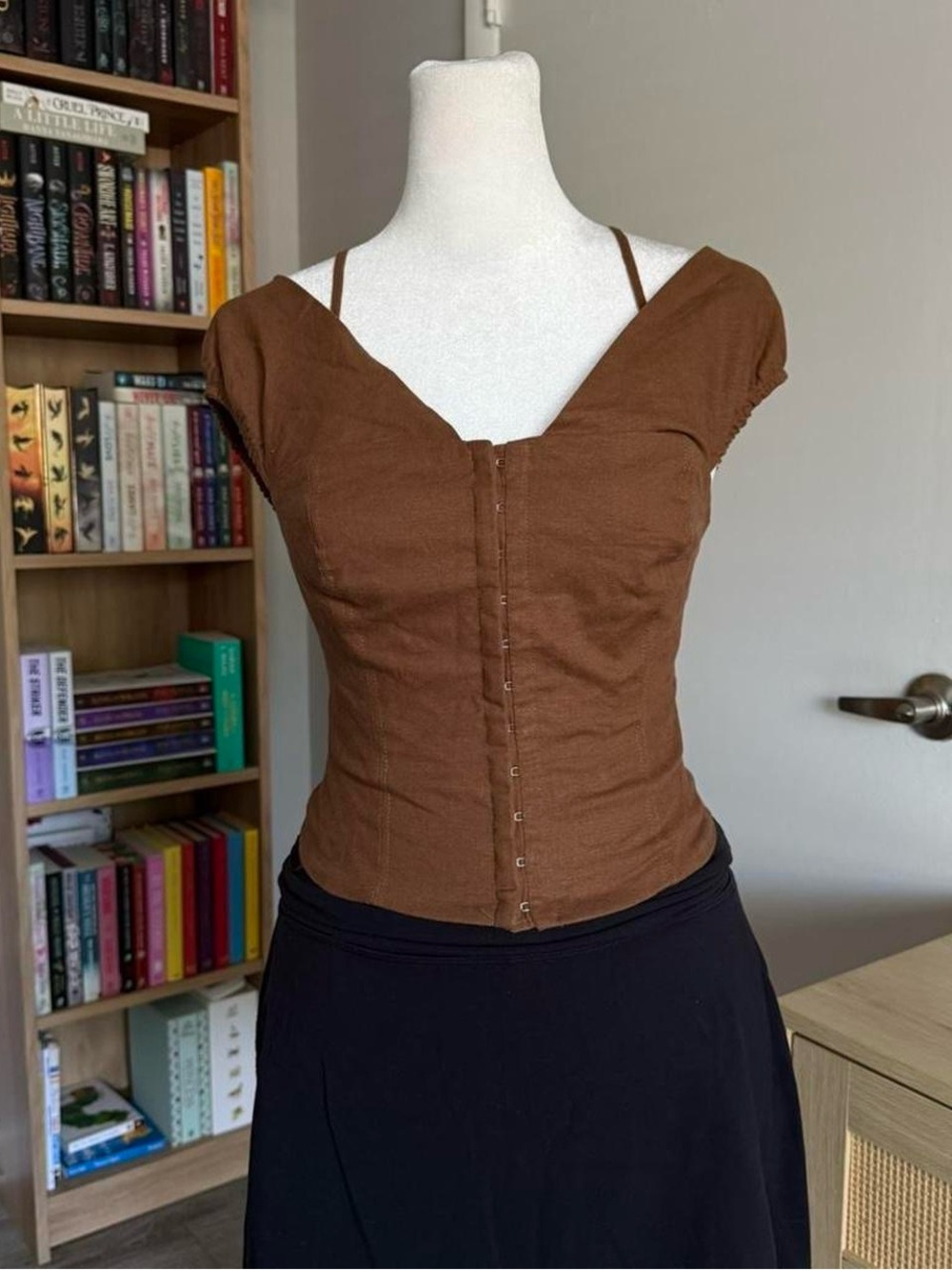 urban outfitters brown shiloh hook and eye top